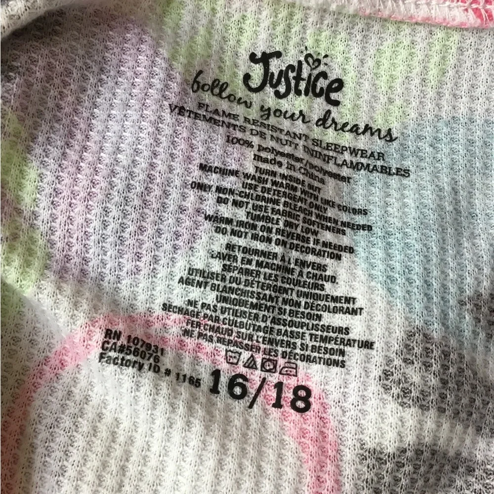 JUSTICE Girls size 16/18 THERMAL ROMPER PJ PAJAMA